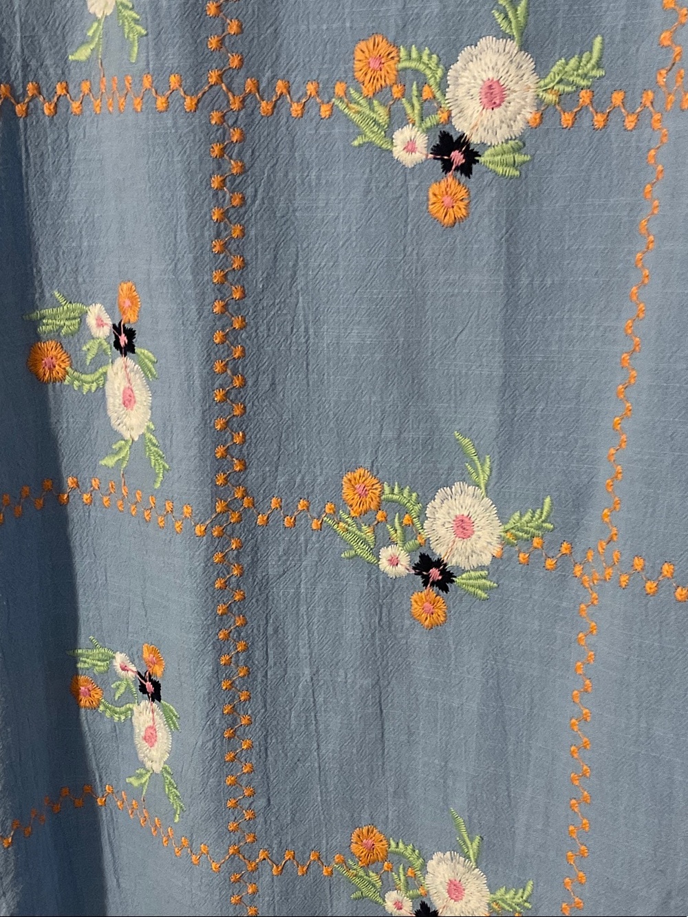 entro Sky Blue Floral Embroidered Sleeveless Mini Dress - Picture 3 of 3